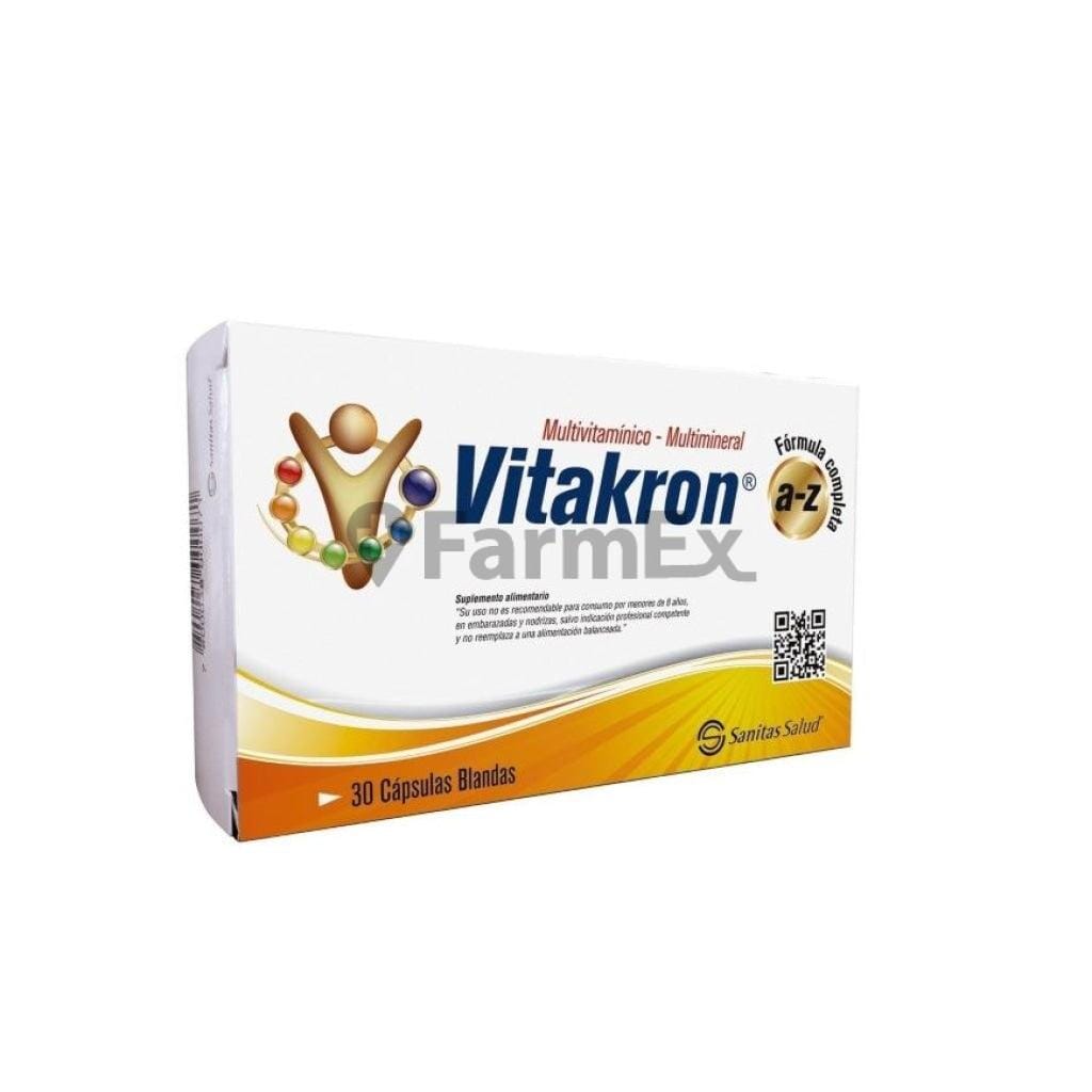 Vitakron A-Z Multivitamínico - Multimineral x 30 capsulas Farmex-BanMedica-Persistente